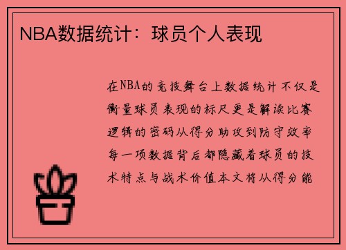 NBA数据统计：球员个人表现